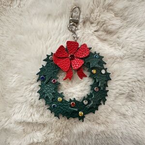 Christmas Wreath Leather Charm, Flair, Keychain